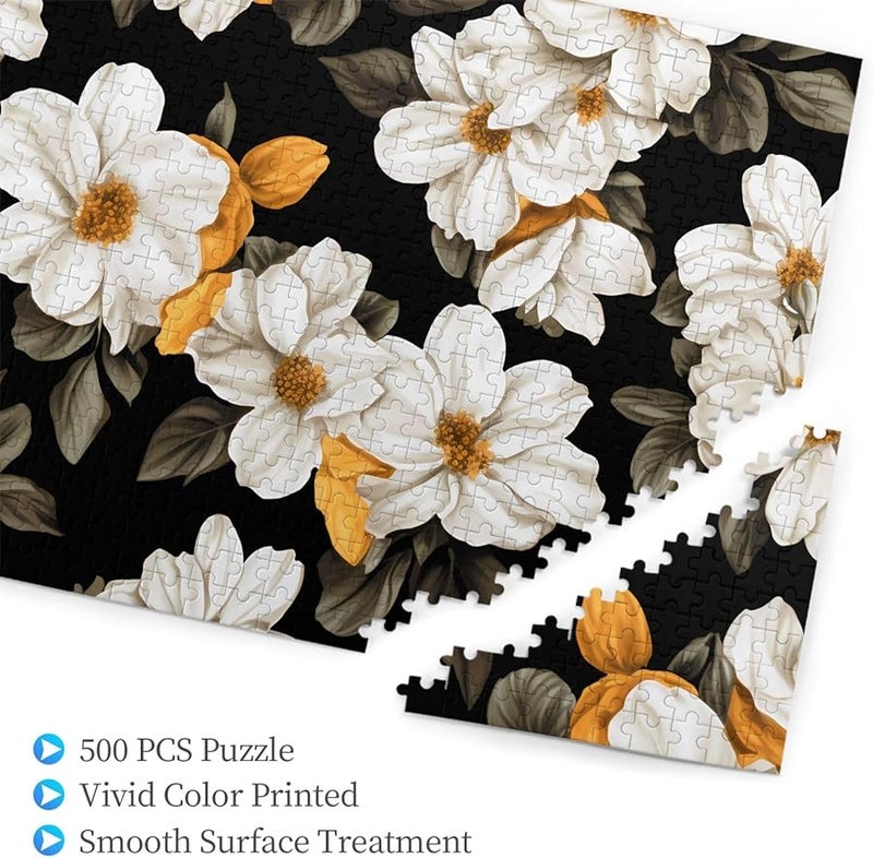 Phayah 500 Piece Jigsaw Puzzle White Yellow Flower Home Decor Gift For Adults - Image 2